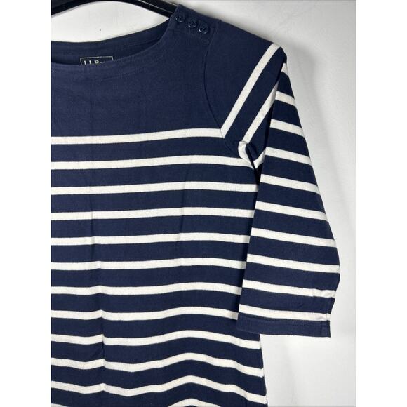 L L Bean Size Medium SAILOR Navy Blue & White Dress Stripe Knee Length - Picture 4 of 7